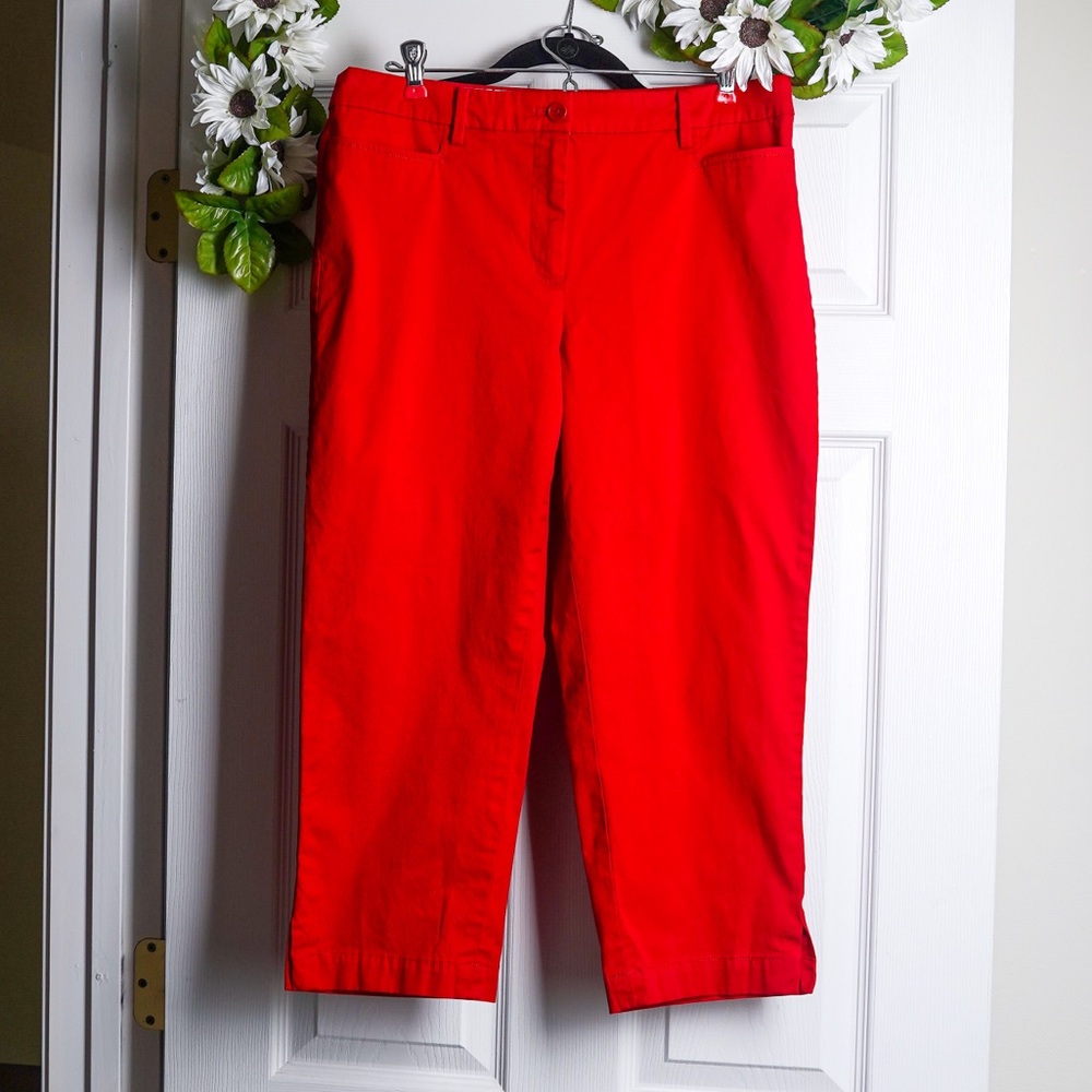 Talbots Red Capri Pants Cotton Perfect Skimmer Summer Vacation size Women’s 8